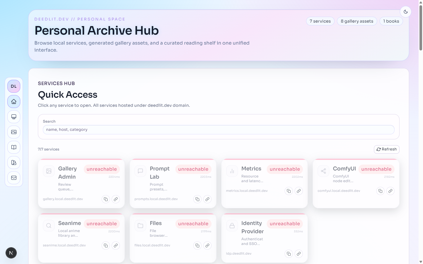 deedlit.dev home / services hub