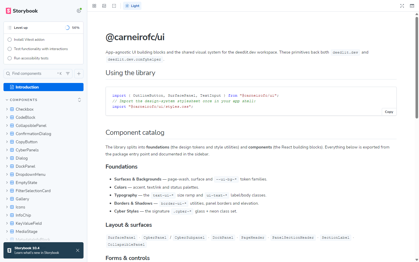 @carneirofc/ui Storybook