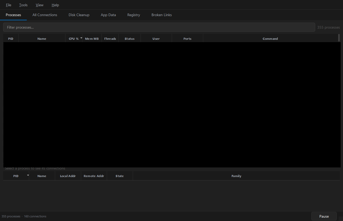 Processes tab