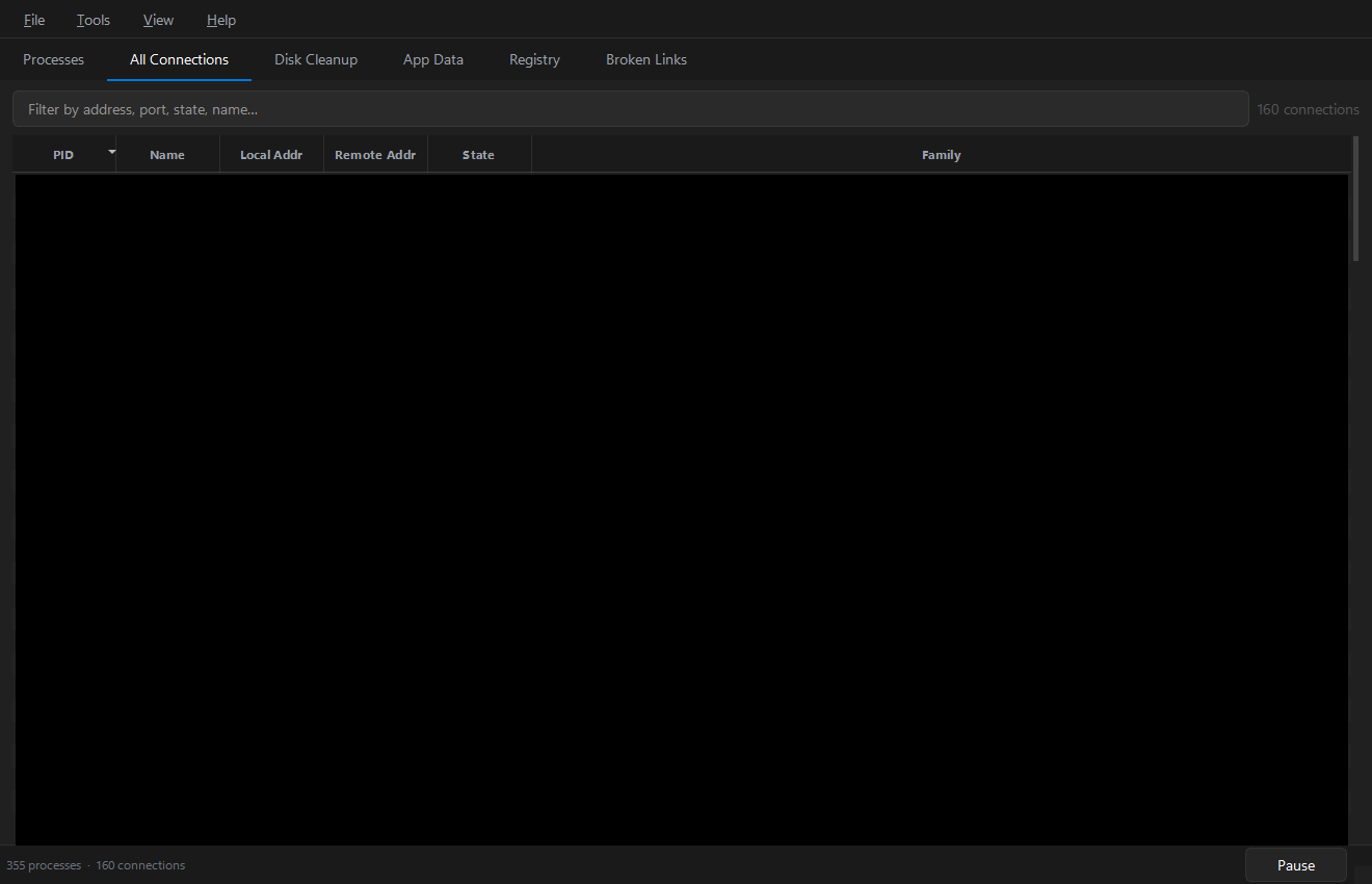 All Connections tab